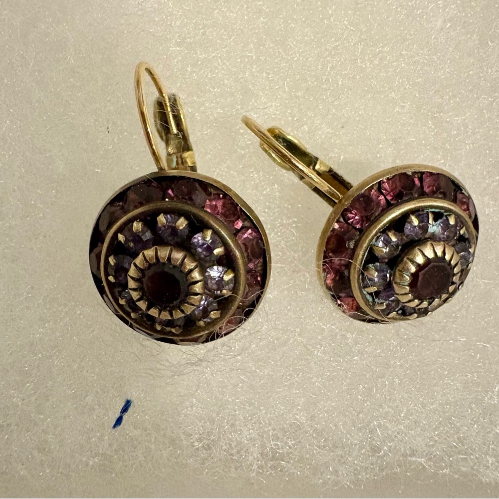 Chic Gold and Purple Crystal Earrings